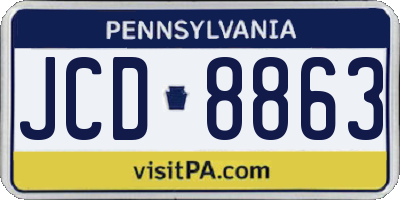 PA license plate JCD8863