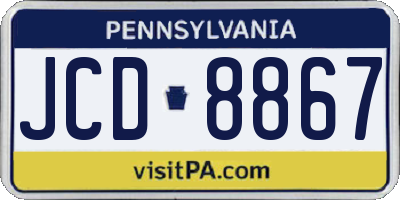 PA license plate JCD8867