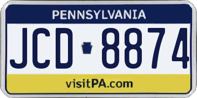 PA license plate JCD8874