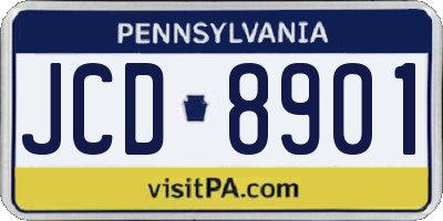 PA license plate JCD8901