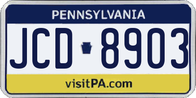 PA license plate JCD8903