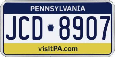 PA license plate JCD8907