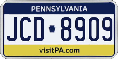 PA license plate JCD8909
