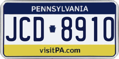 PA license plate JCD8910