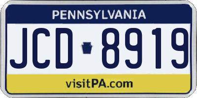 PA license plate JCD8919