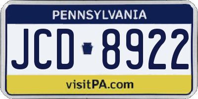 PA license plate JCD8922