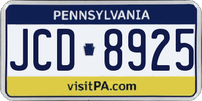 PA license plate JCD8925