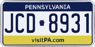 PA license plate JCD8931