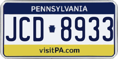 PA license plate JCD8933