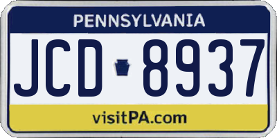 PA license plate JCD8937