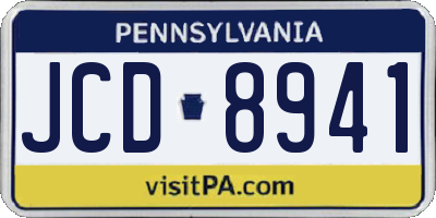 PA license plate JCD8941