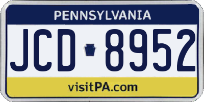 PA license plate JCD8952