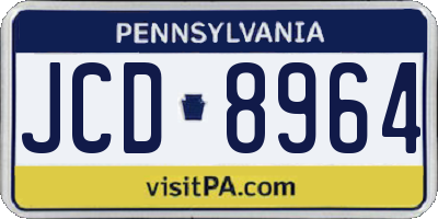 PA license plate JCD8964