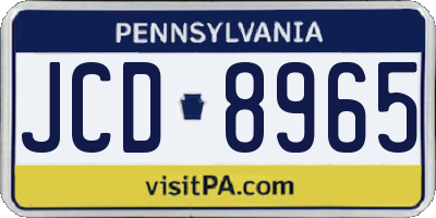PA license plate JCD8965