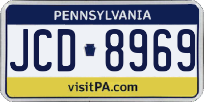 PA license plate JCD8969