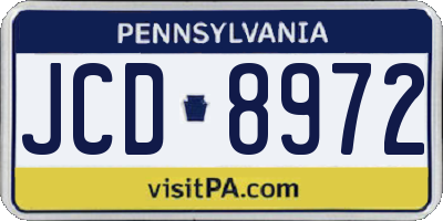 PA license plate JCD8972