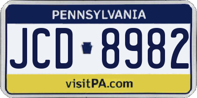 PA license plate JCD8982