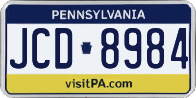 PA license plate JCD8984