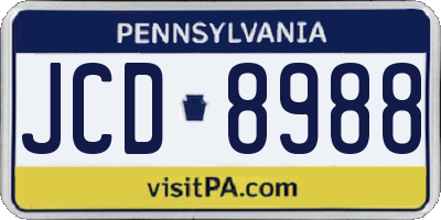 PA license plate JCD8988