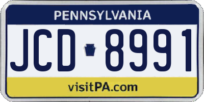 PA license plate JCD8991
