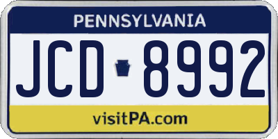 PA license plate JCD8992