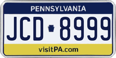 PA license plate JCD8999
