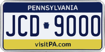 PA license plate JCD9000