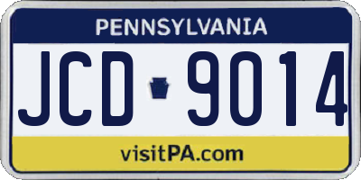 PA license plate JCD9014