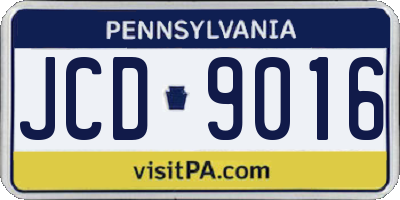 PA license plate JCD9016