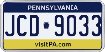 PA license plate JCD9033