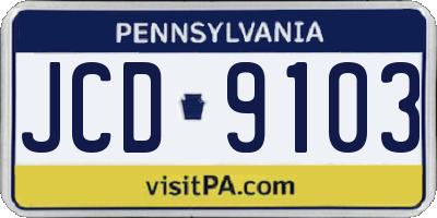PA license plate JCD9103