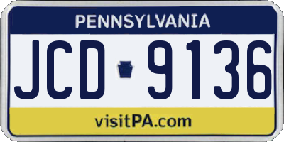 PA license plate JCD9136