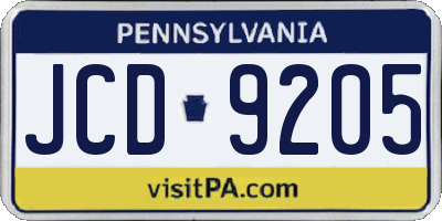 PA license plate JCD9205