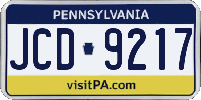 PA license plate JCD9217