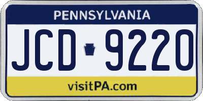 PA license plate JCD9220