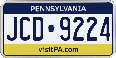 PA license plate JCD9224