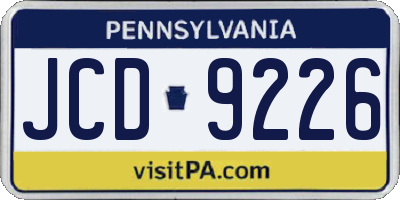 PA license plate JCD9226
