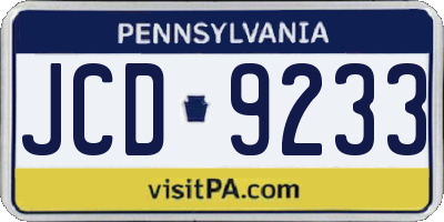 PA license plate JCD9233