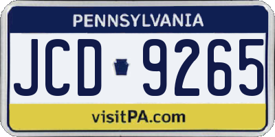 PA license plate JCD9265