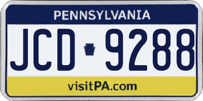 PA license plate JCD9288