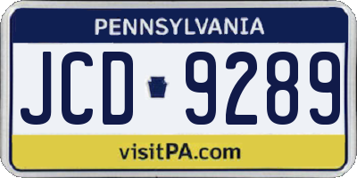 PA license plate JCD9289