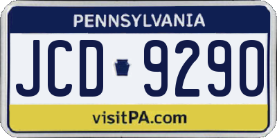 PA license plate JCD9290
