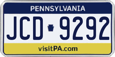PA license plate JCD9292
