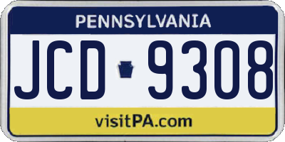 PA license plate JCD9308