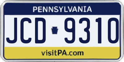 PA license plate JCD9310