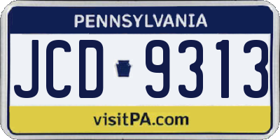 PA license plate JCD9313