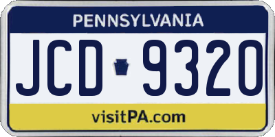 PA license plate JCD9320