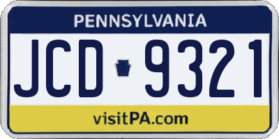 PA license plate JCD9321