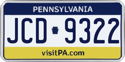PA license plate JCD9322