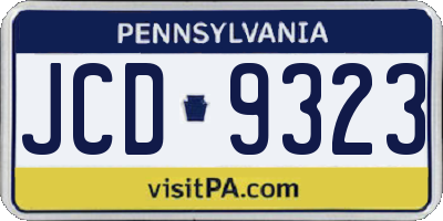 PA license plate JCD9323